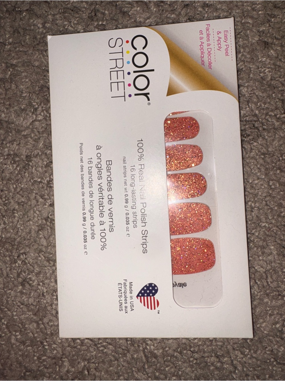 Color Street Glitter Seattle Royale Nail Strips - Sparkling Peach